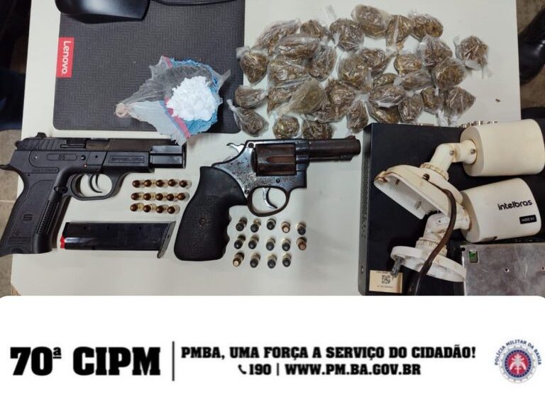 Perseguição policial termina com apreensão de armas e drogas em Serra Grande